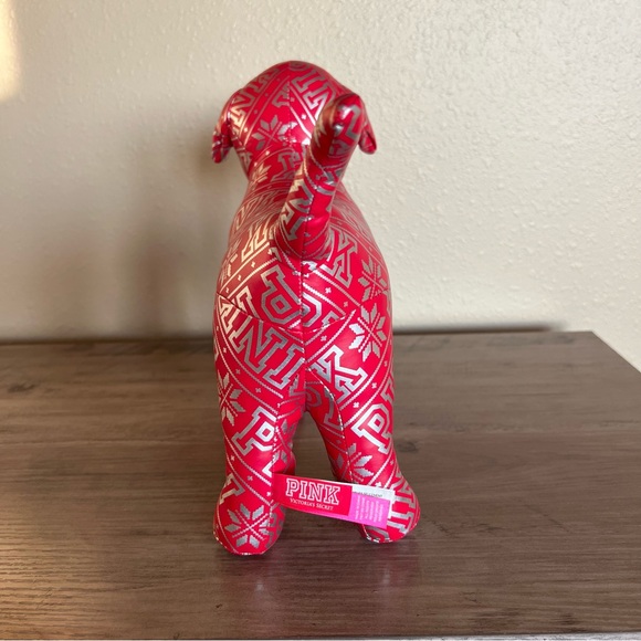 Victoria’s Secret PINK Holiday Dog Plush Large 10" Red Silver Snowflake 2015 - Picture 3 of 12